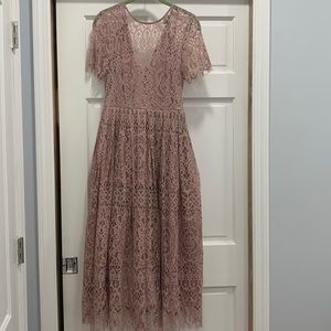 ASOS lace midi dress, Pink, rose color, size 4
